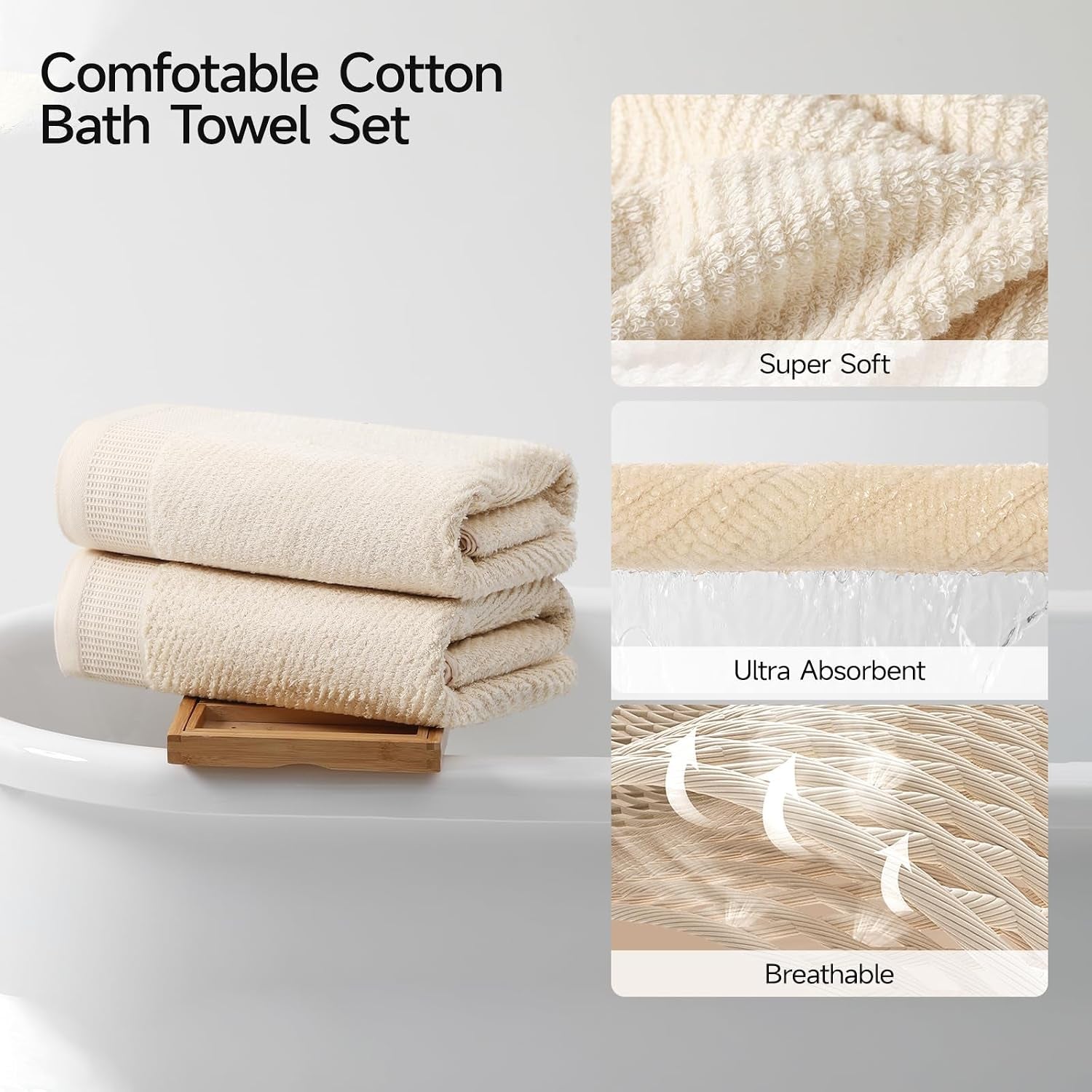 Luxury Bath Towel Set of 8, 100% Cotton Bathroom Towels Set with 2 Bath Towels, 2 Hand Towels, 4 Washcloths, Ultra Soft Highly Absorbent Towels for Bathroom, Gym, Hotel, Spa, Brown