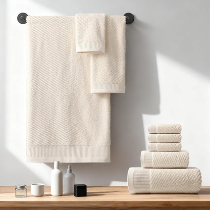 Luxury Bath Towel Set of 8, 100% Cotton Bathroom Towels Set with 2 Bath Towels, 2 Hand Towels, 4 Washcloths, Ultra Soft Highly Absorbent Towels for Bathroom, Gym, Hotel, Spa, Brown