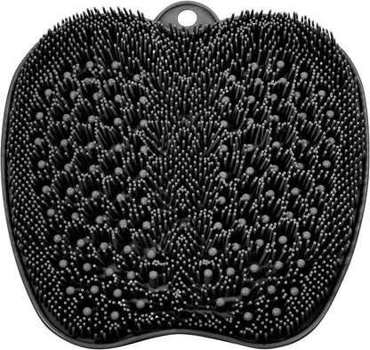 Larger Shower Foot Scrubber Mat with Non-Slip Suction Cups- Cleans, Smooths, Exfoliates & Massages Your Feet without Bending, Improve Foot Circulation & Soothes Tired Feet- Black