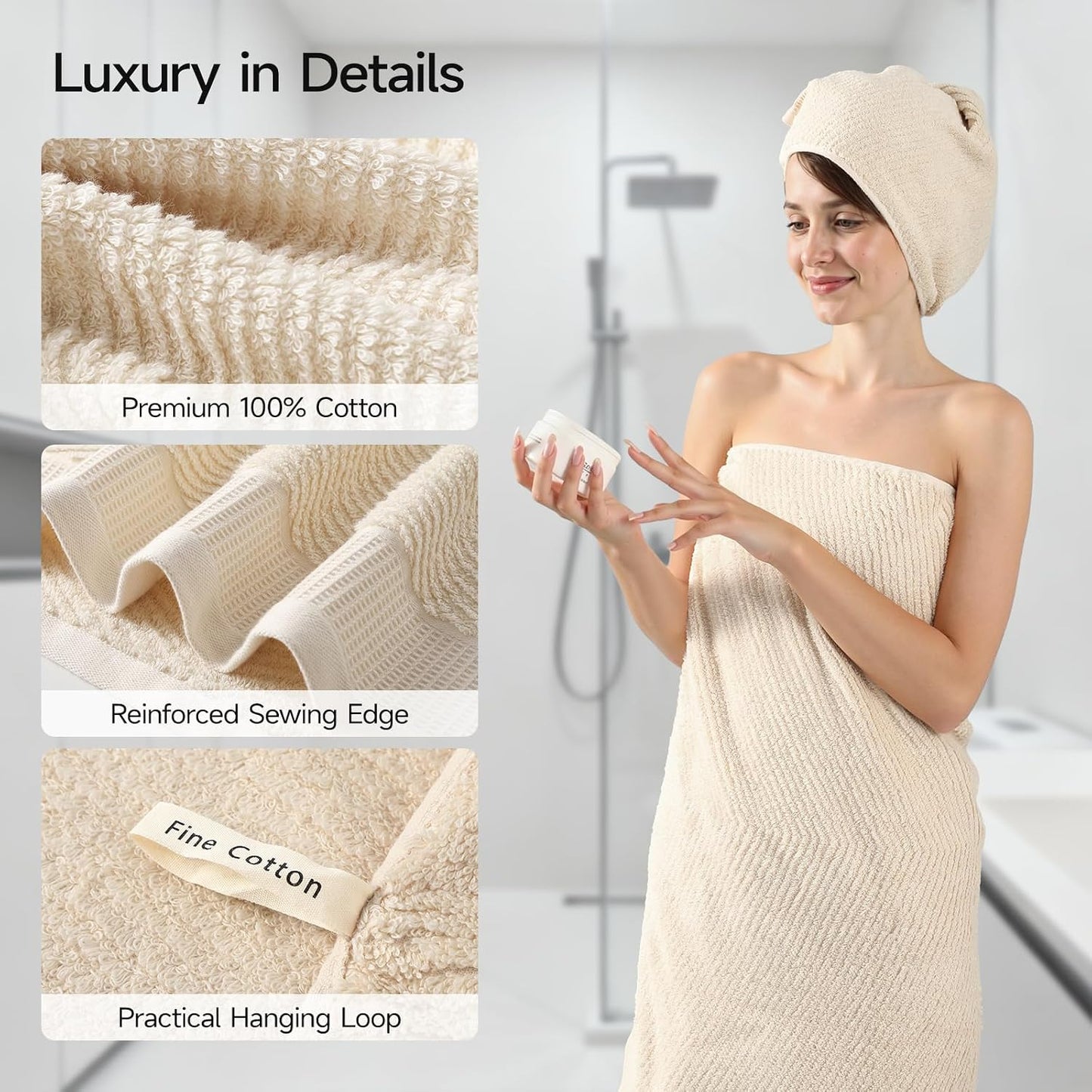 Luxury Bath Towel Set of 8, 100% Cotton Bathroom Towels Set with 2 Bath Towels, 2 Hand Towels, 4 Washcloths, Ultra Soft Highly Absorbent Towels for Bathroom, Gym, Hotel, Spa, Brown