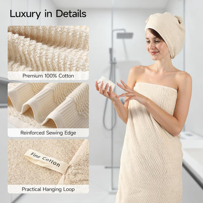 Luxury Bath Towel Set of 8, 100% Cotton Bathroom Towels Set with 2 Bath Towels, 2 Hand Towels, 4 Washcloths, Ultra Soft Highly Absorbent Towels for Bathroom, Gym, Hotel, Spa, Brown